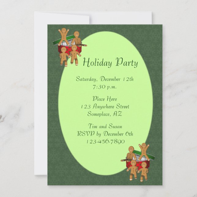 Gingerbread Men Cookies Christmas Holiday Invitation (Front)