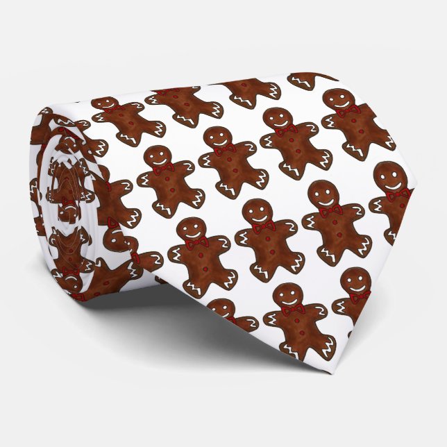Gingerbread Men Holiday Cookies Christmas Tie (Rolled)