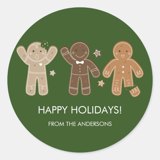 Gingerbread Men Holiday Sticker (Front)