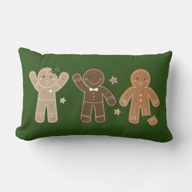Gingerbread Men Holiday Throw Pillow (Front)