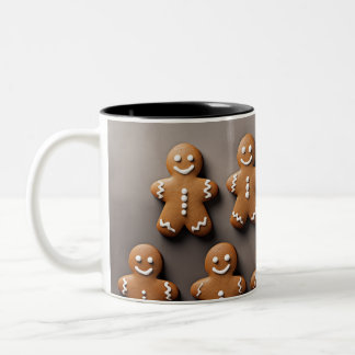 Gingerbread Men Knolling Two-Tone Coffee Mug
