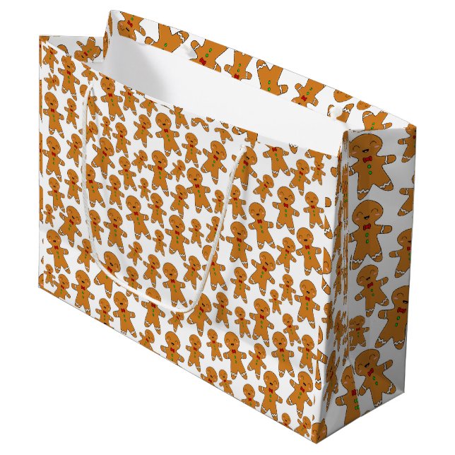 Gingerbread Men Large Gift Bag (Front Angled)