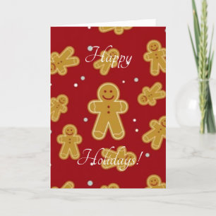 gingerbread men on red holiday card