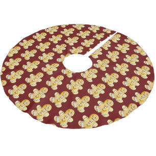 Gingerbread Men Pattern Brushed Polyester Tree Skirt