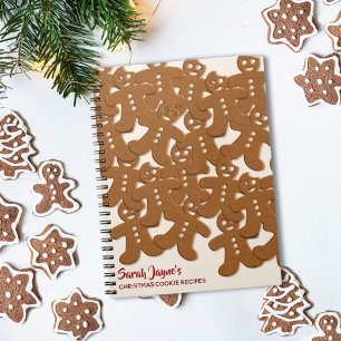 Gingerbread Men Pattern Christmas Recipe Blank Notebook
