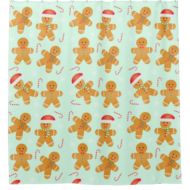 Gingerbread Men Pattern Shower Curtain (Front)