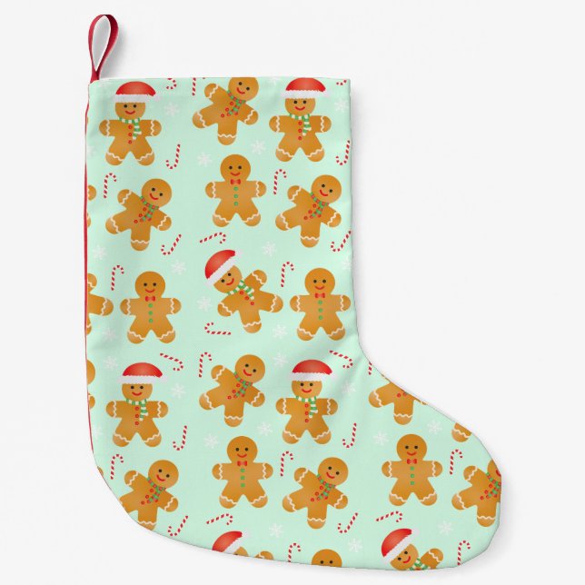 Gingerbread Men Pattern Small Christmas Stocking (Front)