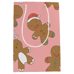 Gingerbread Men Pink Medium Gift Bag
