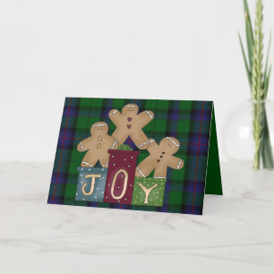 Gingerbread Men Plaid Christmas Greeting Card