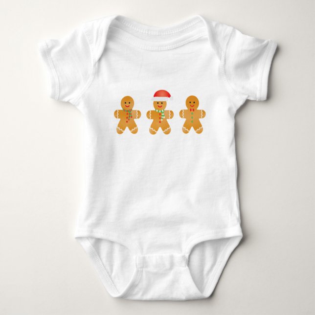 Gingerbread Men Santa Hat Baby Bodysuit (Front)