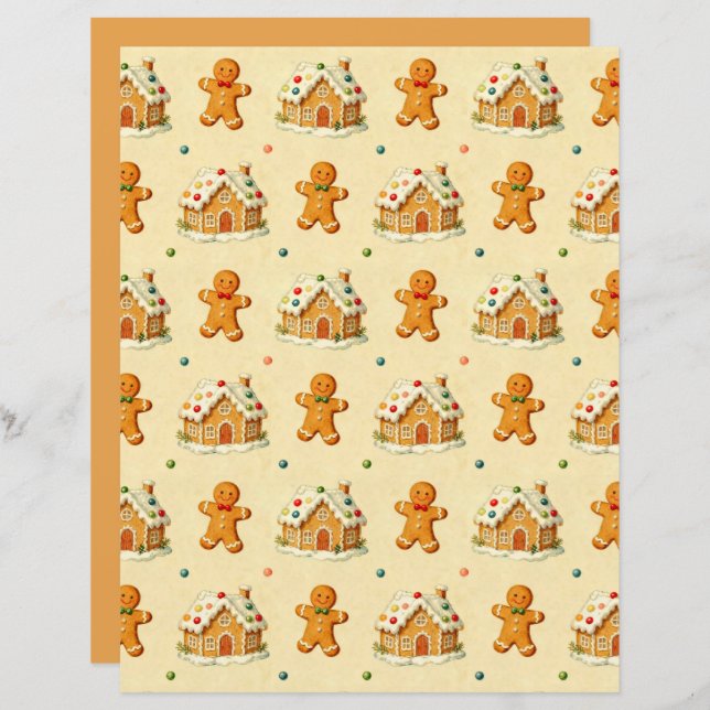 Gingerbread Men Scrapbook Paper (Front/Back)