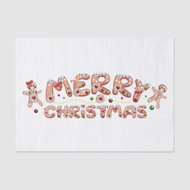 Gingerbread Men Watercolor Winter Merry Christmas Tissue Paper (Front)