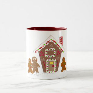 Gingerbread Men with Gingerbread House Two-Tone Coffee Mug