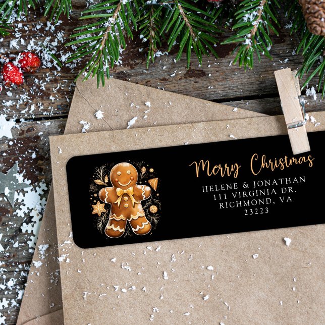 Gingerbread Merry Christmas Return Address (Gingerbread Merry Christmas Return Address Label)