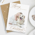 Gingerbread Merry Christmas Script Minimal Photo Holiday Card<br><div class="desc">Elegant and romantic swirly calligraphy lettering with a photo and a seamless pattern on the back. For more advanced customisation of this design,  please click the BLUE DESIGN TOOL BUTTON above!</div>