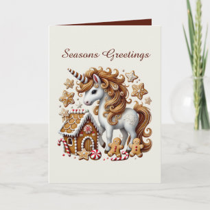 Gingerbread Merry Christmas unicorn customizable Holiday Card