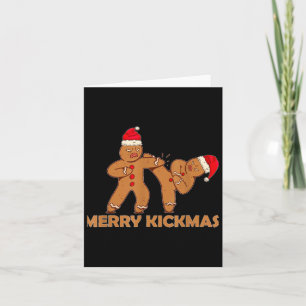 Gingerbread Merry Kickmas Funny Karate Santa Famil Card