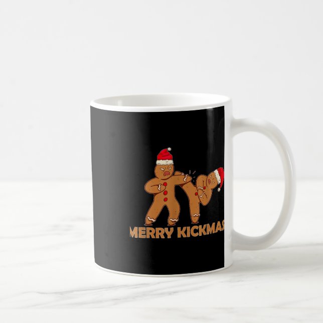 Gingerbread Merry Kickmas Funny Karate Santa Famil Coffee Mug (Right)