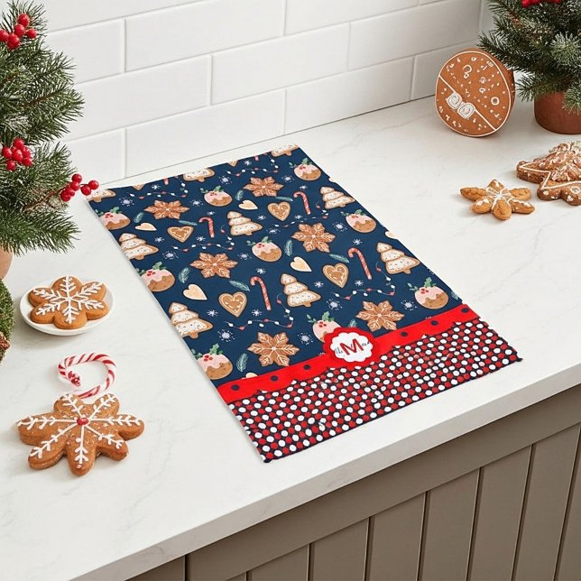 Gingerbread monogram christmas tea towel (Creator Uploaded)