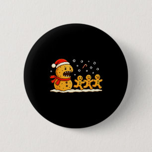 Gingerbread Monster Chase Funny Christmas Cookie X 6 Cm Round Badge