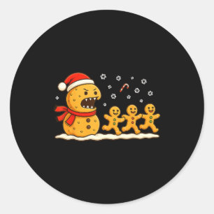 Gingerbread Monster Chase Funny Christmas Cookie X Classic Round Sticker