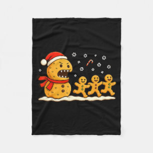 Gingerbread Monster Chase Funny Christmas Cookie X Fleece Blanket
