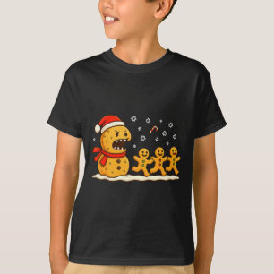 Gingerbread Monster Chase Funny Christmas Cookie X T-Shirt