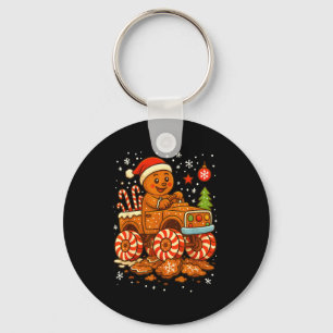 Gingerbread Monster Truck Christmas Snow Cute Xmas Key Ring