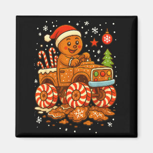 Gingerbread Monster Truck Christmas Snow Cute Xmas Magnet