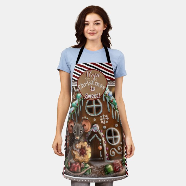 Gingerbread Mouse Christmas Apron (Worn)
