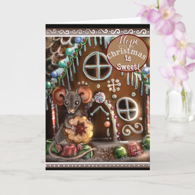 Gingerbread Mouse Sweet Christmas Card (Orchid)