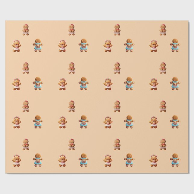 Gingerbread Mum Cute Wrapping Paper (Flat)
