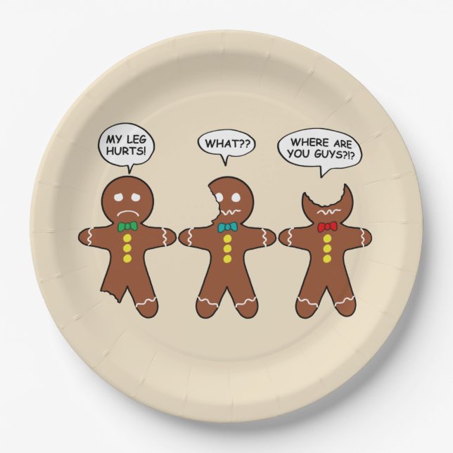 Gingerbread My Leg Hurts Humour Paper Plate (Front)