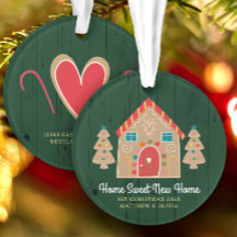 Gingerbread New Home Rustic Green Holiday Custom