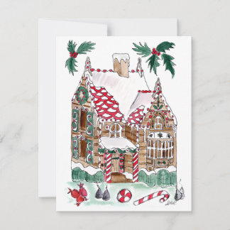 Gingerbread Note Card Blank inside w Envelope