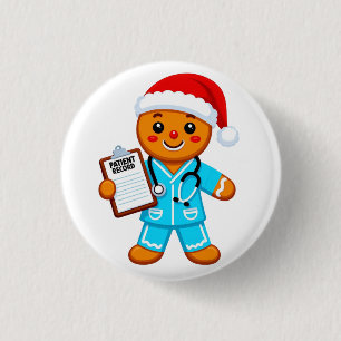 Gingerbread Nurse Christmas 2026 Holiday Healthcar 3 Cm Round Badge