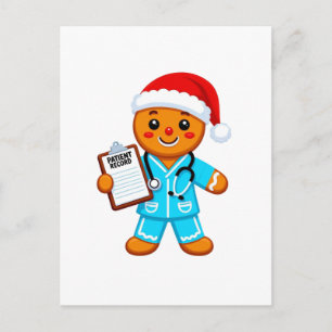 Gingerbread Nurse Christmas 2026 Holiday Healthcar Postcard