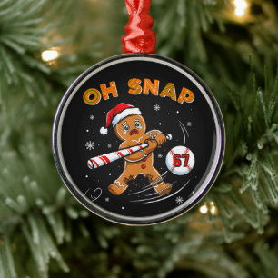 Gingerbread Oh Snap 67 Baseball Metal Tree Decoration