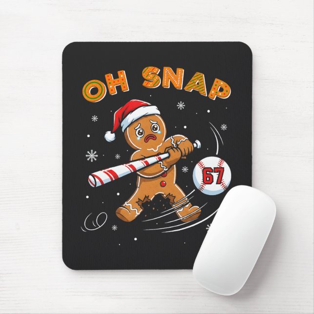 Gingerbread Oh Snap 67 Baseball Mouse Pad (With Mouse)