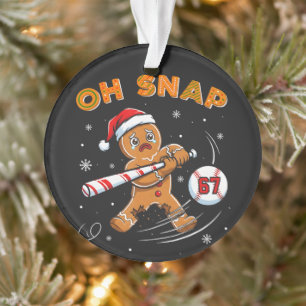 Gingerbread Oh Snap 67 Baseball Ornament
