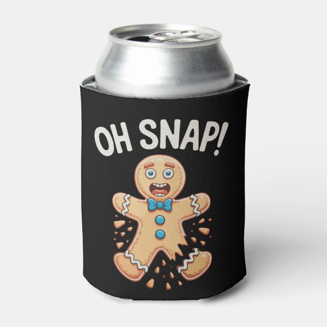 Gingerbread Oh Snap Christmas Cookie Baking Xmas Can Cooler (Can Front)