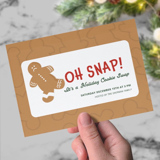 Gingerbread "Oh Snap!" Holiday Cookie Swap Postcard (Creator Uploaded)