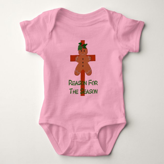 Gingerbread On A Cross Baby Bodysuit (Front)