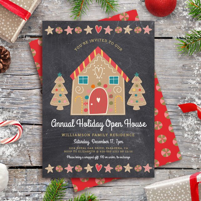 Gingerbread Open House Christmas Holiday Party Invitation (Creator Uploaded)