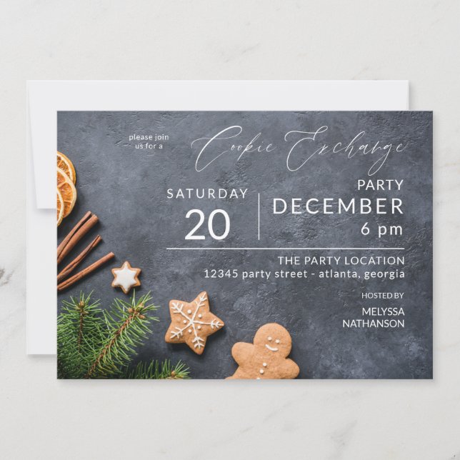 Gingerbread & Orange Cookie Exchange Party Invitation (Front)