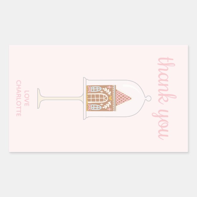 Gingerbread Party Thank You Rectangle Stickers (Front)