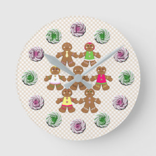 Gingerbread People Cookies Christmas Round Clock
