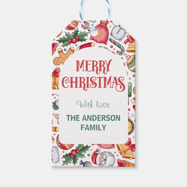 Gingerbread Personalised Merry Christmas Gift Tags (Front)