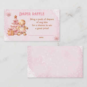 Gingerbread Pink Baby Shower Diaper Raffle Card