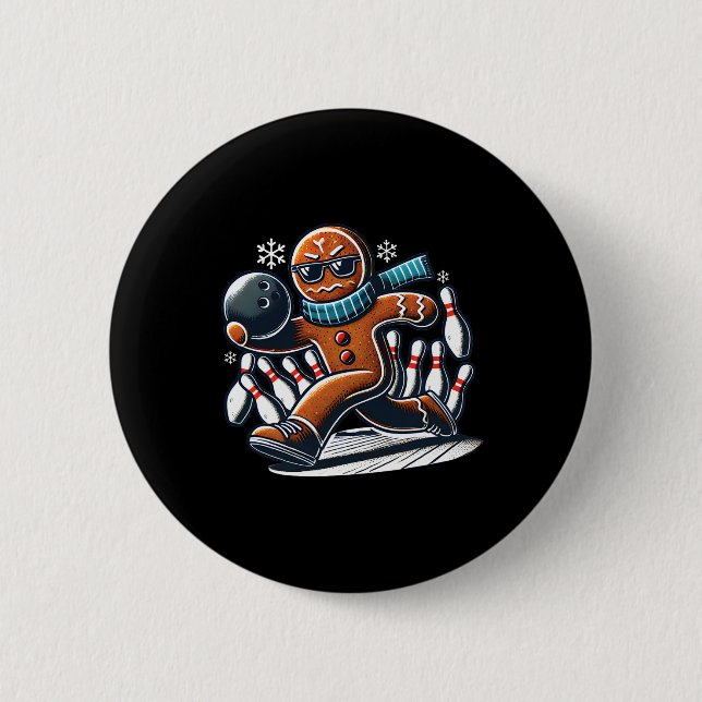 Gingerbread Playing Bowling Ll And Pins Christmas  (Front)